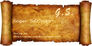Goger Sándor névjegykártya