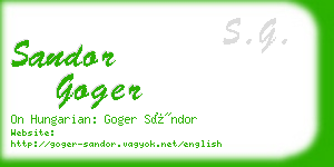 sandor goger business card